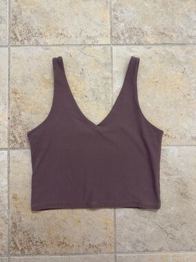Abercrombie & Fitch V‑Neck Cropped Tank Top in Taupe